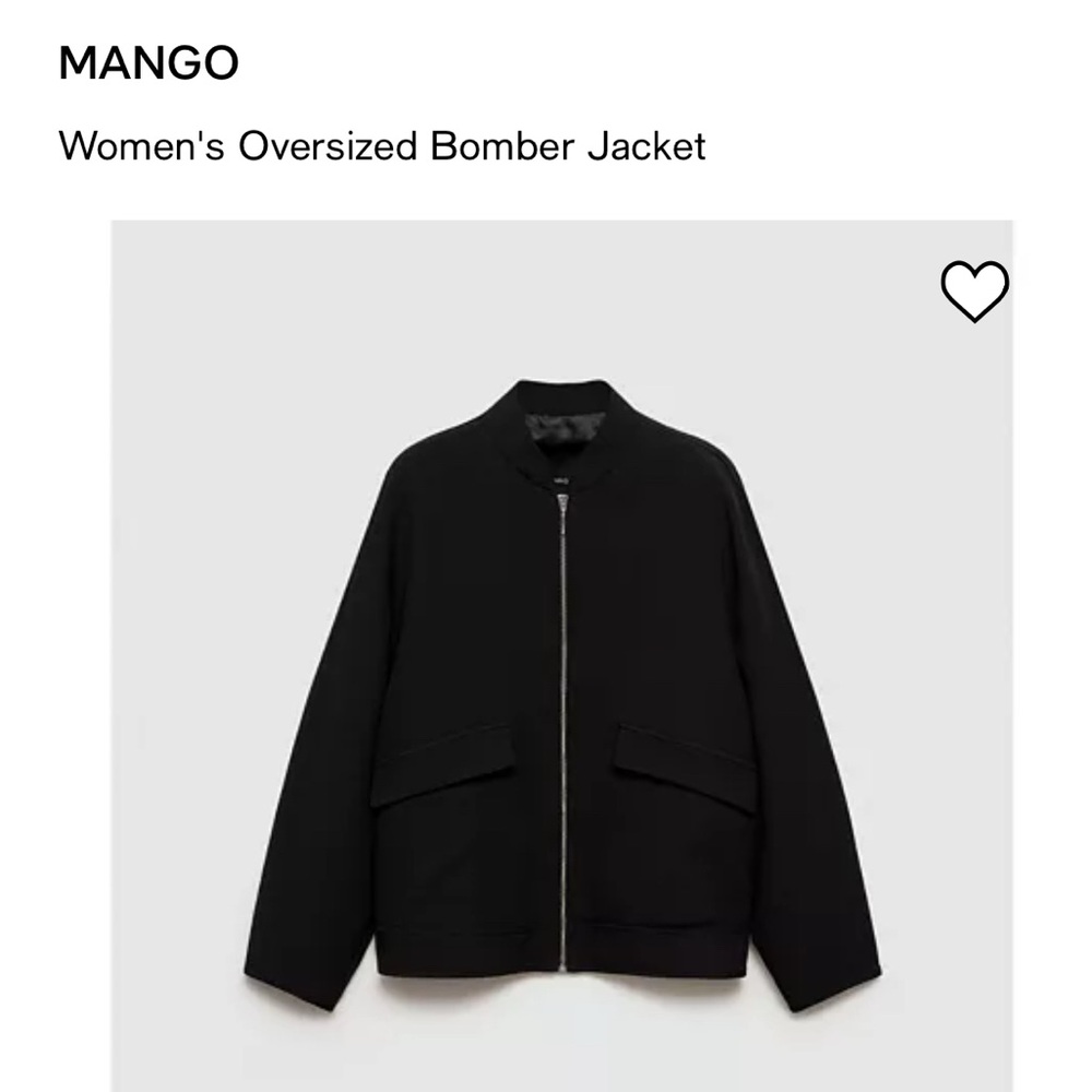 MANGO MNG Oversized Bomber Jacket Quilted Size XL Black